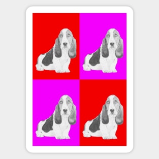 Basset Hound Puppy in Pink and Red Sticker